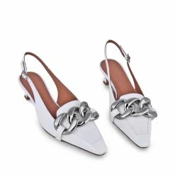 AKAADA Erity White Naplak Slingback Pumps SHOES