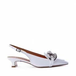 AKAADA Erity White Naplak Slingback Pumps SHOES