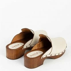 BUKELA Ester Milk Studded Leather Clogs