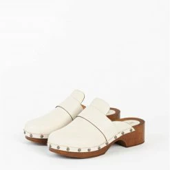 BUKELA Ester Milk Studded Leather Clogs