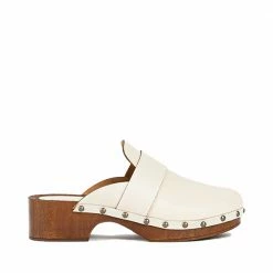 BUKELA Ester Milk Studded Leather Clogs