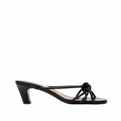 FLATTERED Eunice Leather Black Heeled Sandals
