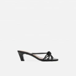 FLATTERED Eunice Leather Black Heeled Sandals