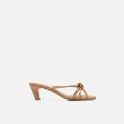 FLATTERED SHOES Eunice Leather Cognac Heeled Sandals
