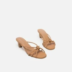 FLATTERED SHOES Eunice Leather Cognac Heeled Sandals
