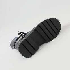 BRONX Evi-Ann Double Laces Gunmetal Chunky Boots