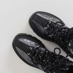 BRONX Evi-Ann Double Laces Gunmetal Chunky Boots