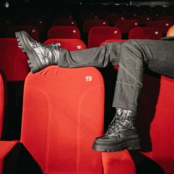 BRONX Evi-Ann Double Laces Gunmetal Chunky Boots