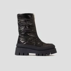 BRONX SHOES Evi-Ann Front Zip Black Chunky Boots