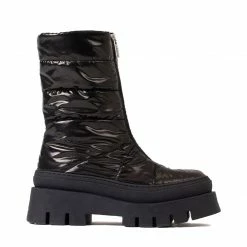 BRONX SHOES Evi-Ann Front Zip Black Chunky Boots