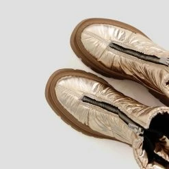 BRONX SHOES Evi-Ann Front Zip Champagne Chunky Boots