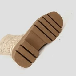 BRONX SHOES Evi-Ann Front Zip Champagne Chunky Boots