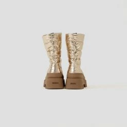 BRONX SHOES Evi-Ann Front Zip Champagne Chunky Boots