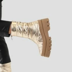 BRONX SHOES Evi-Ann Front Zip Champagne Chunky Boots