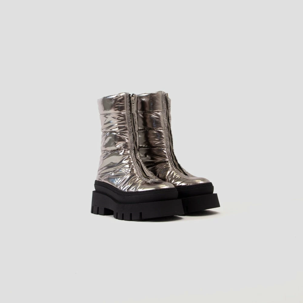 BRONX SHOES Evi-Ann Front Zip Gunmetal Chunky Boots 6 BRONX SHOES Evi-Ann Front Zip Gunmetal Chunky Boots