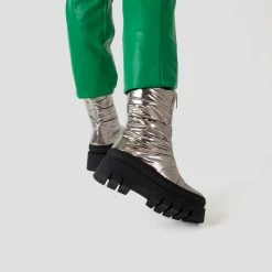 BRONX SHOES Evi-Ann Front Zip Gunmetal Chunky Boots 12 BRONX SHOES Evi-Ann Front Zip Gunmetal Chunky Boots