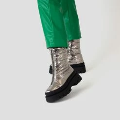 BRONX SHOES Evi-Ann Front Zip Gunmetal Chunky Boots 11 BRONX SHOES Evi-Ann Front Zip Gunmetal Chunky Boots