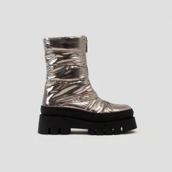 BRONX SHOES Evi-Ann Front Zip Gunmetal Chunky Boots 16 BRONX SHOES Evi-Ann Front Zip Gunmetal Chunky Boots