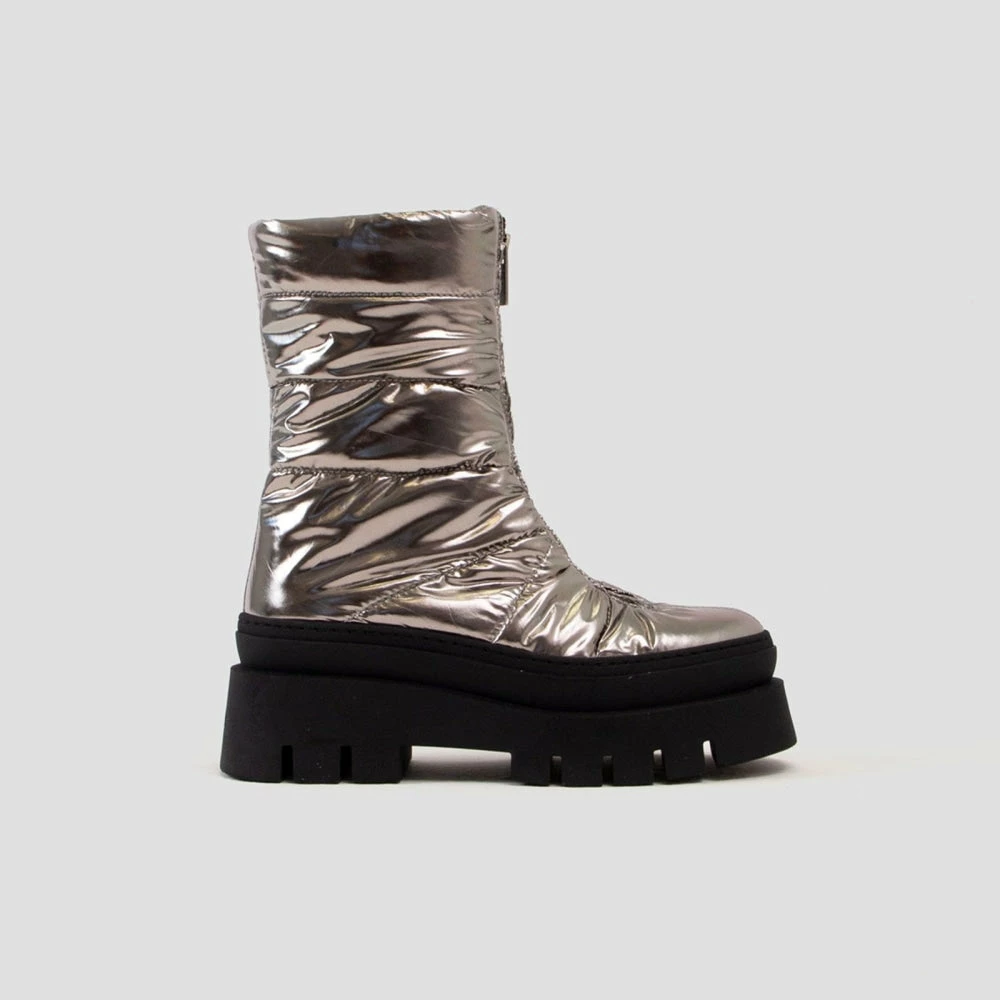 BRONX SHOES Evi-Ann Front Zip Gunmetal Chunky Boots 8 BRONX SHOES Evi-Ann Front Zip Gunmetal Chunky Boots