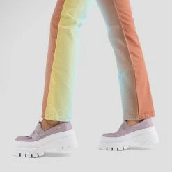 BRONX Evi Ann Lila Weiss Chunky Loafers