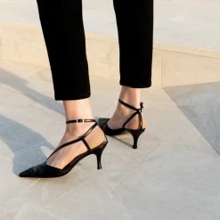 FLATTERED Fay Leather Black Heeled Shoes