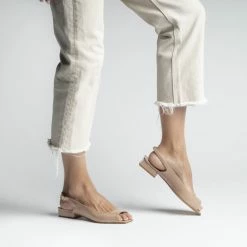 APAIR Flat Square Beige Sling Back Shoes