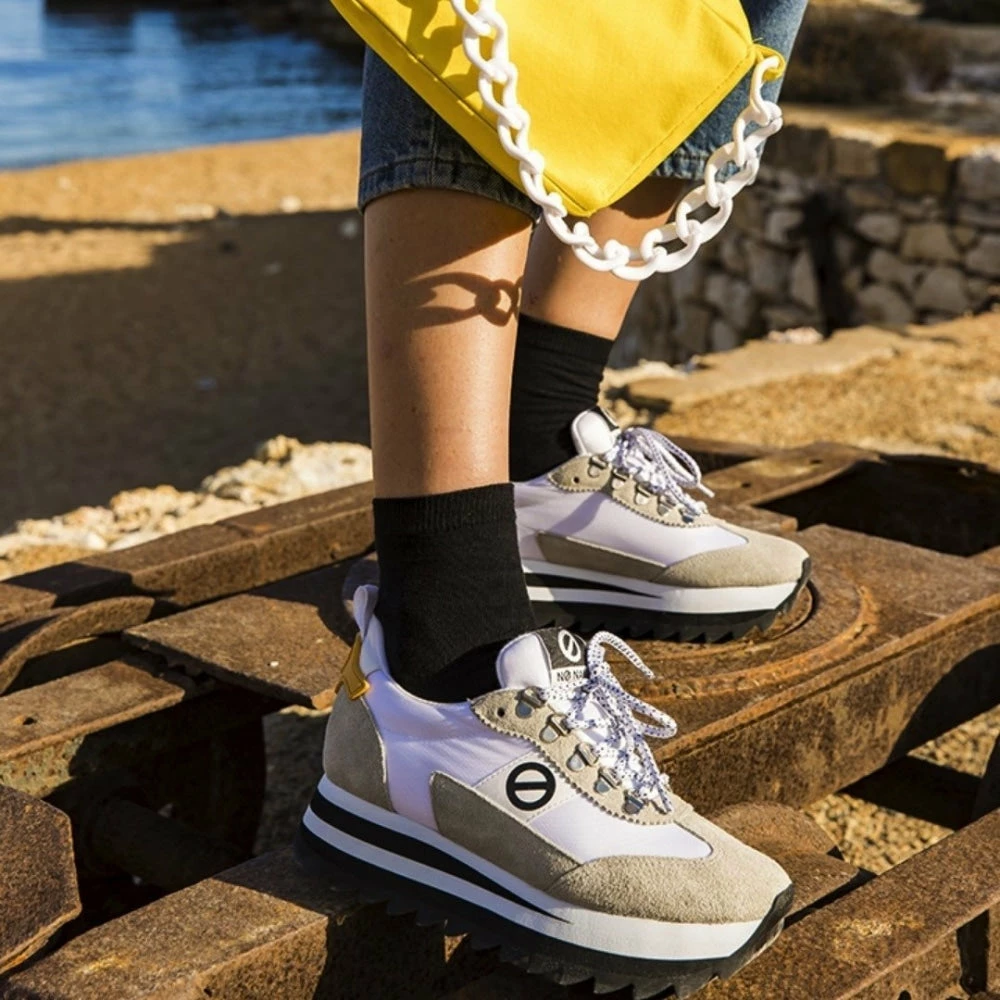 NO NAME SHOES Flex M Ripple Suede Gum White Sneakers 5 NO NAME SHOES Flex M Ripple Suede Gum White Sneakers