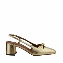 L'AUTRE CHOSE Gold Leather Slingback Shoes