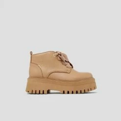 BRONX SHOES Groovy Chunks Laces Dark Camel Low Boots