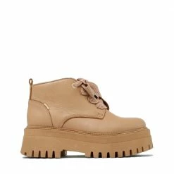 BRONX SHOES Groovy Chunks Laces Dark Camel Low Boots