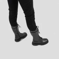 BRONX SHOES Groovy Lace-Up Black Combat Boots