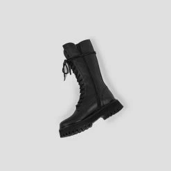 BRONX SHOES Groovy Lace-Up Black Combat Boots