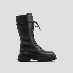 BRONX SHOES Groovy Lace-Up Black Combat Boots