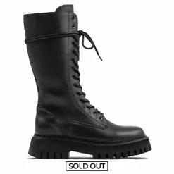 BRONX SHOES Groovy Lace-Up Black Combat Boots