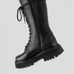 BRONX SHOES Groovy Lace-Up Black Combat Boots