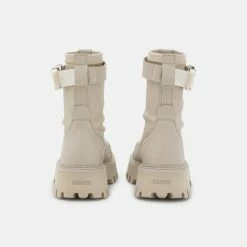 BRONX Groovy Stretch Buckle White Ankle Boots