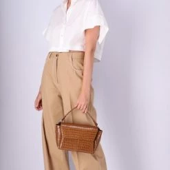 KAAI BAGS Ikon Croco Olive Brown Shoulder Bag