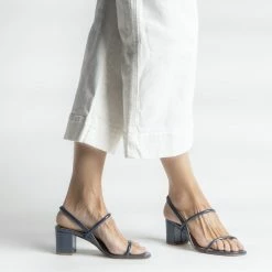 FABIO RUSCONI SHOES Iside Navy Naplack Leather Sandals