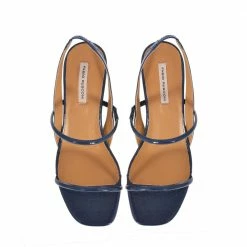 FABIO RUSCONI SHOES Iside Navy Naplack Leather Sandals