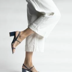 FABIO RUSCONI SHOES Iside Navy Naplack Leather Sandals