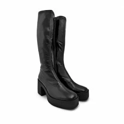 AKAADA Izumi Black Patent Stretch Leather Chunky Boots NEW IN
