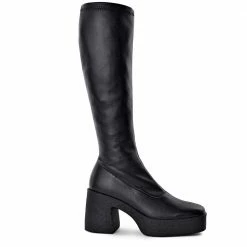 AKAADA Izumi Black Stretch Leather Chunky Boots NEW IN