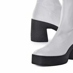 AKAADA NEW IN Izumi Off White Stretch Leather Chunky Boots