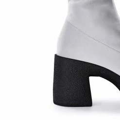 AKAADA NEW IN Izumi Off White Stretch Leather Chunky Boots