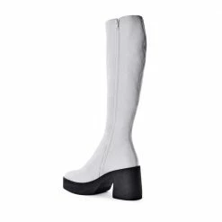 AKAADA NEW IN Izumi Off White Stretch Leather Chunky Boots