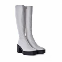 AKAADA NEW IN Izumi Off White Stretch Leather Chunky Boots