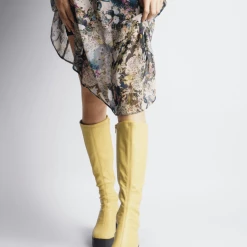 AKAADA Izumi Pastel Yellow Stretch Leather Chunky Boots NEW IN 16 AKAADA Izumi Pastel Yellow Stretch Leather Chunky Boots NEW IN