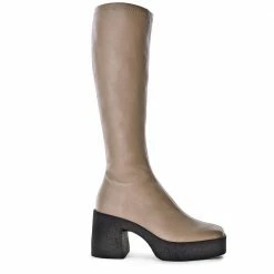 AKAADA Izumi Sand Stretch Leather Chunky Boots NEW IN
