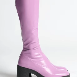 AKAADA Izumi Violet Patent Stretch Leather Chunky Boots NEW IN