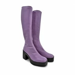 AKAADA Izumi Violet Patent Stretch Leather Chunky Boots NEW IN